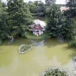 Minstrel Court lake Wedding Pavilion from a Drone