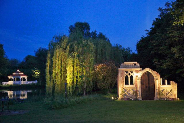 Minstrel Court weddings - the folly and pavilion at night