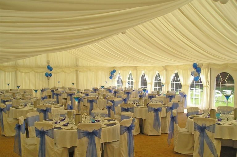 Minstrel Wedding Marquee - Blue Sashes