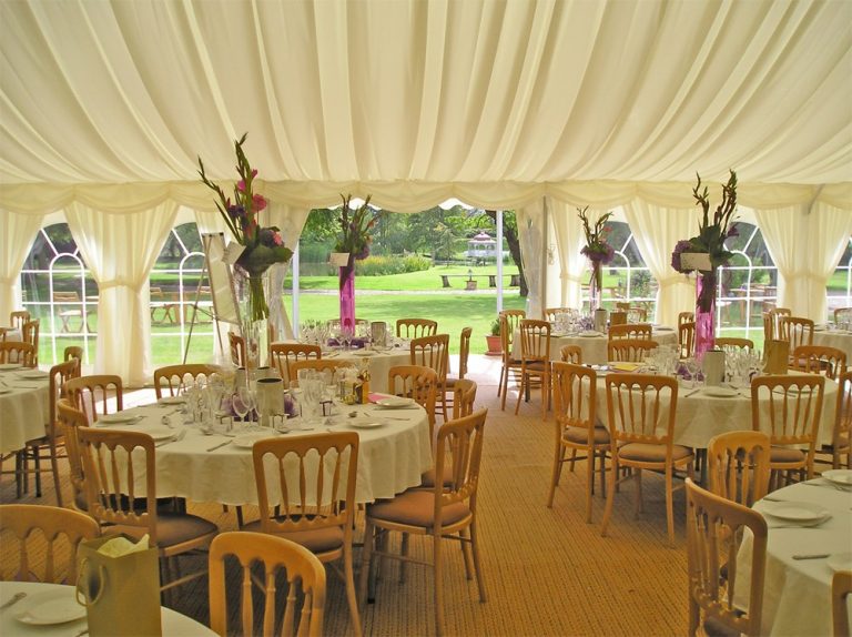 Minstrel Wedding Marquee - Dressed with Beech Chairs