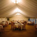 Minstrel Wedding Marquee - Chandeliers at night