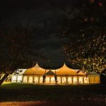 Minstrel Wedding Marquee - at night from the gardens