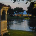 Minstrel Wedding Marquee - at night from the Pavilion
